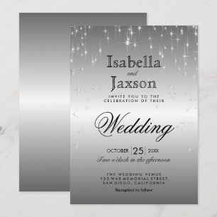 Elegant Silver Star Lights Wedding Invitation