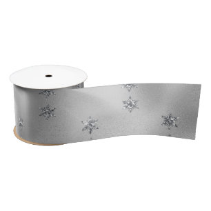 Elegant Silver Star Satin Ribbon