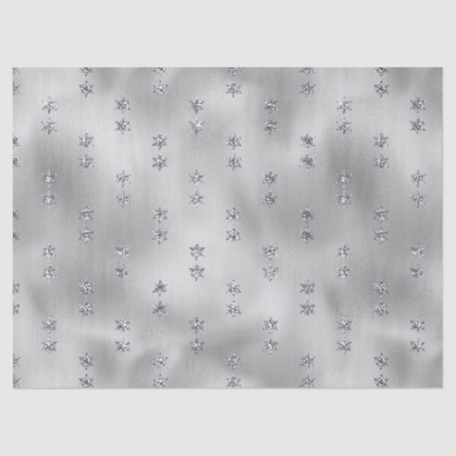 Elegant Silver Star  Tissue Paper (Front)