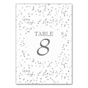 Elegant Silver Stardust Confetti Table Number