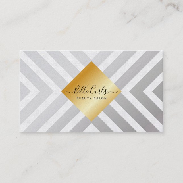 Elegant Silver Striped Business Card (Front)