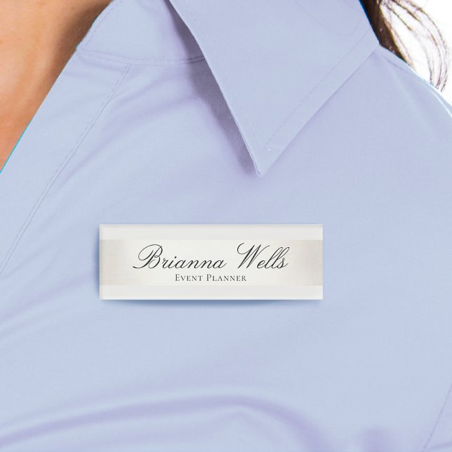 Elegant Silver Striped Employee Staff Name Tag (Creator Uploaded)