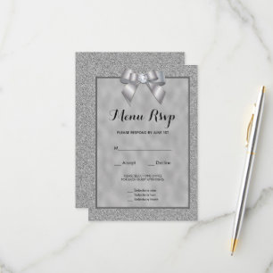 Elegant Silver & Stylish Glitter Menu RSVP
