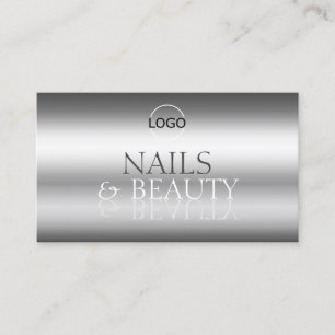 Elegant Silver Stylish Mirror Font Chic with Logo Business Card