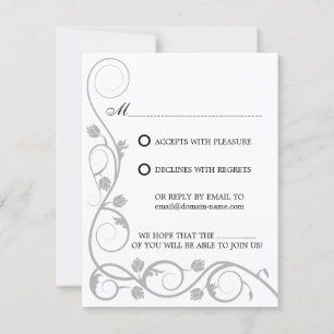 Elegant Silver Swirls RSVP / Reply Card