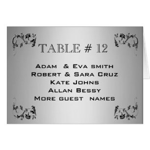 Elegant Silver Table number template wedding