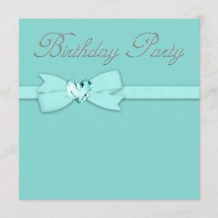 Elegant Silver Teal Blue Birthday Party Invitation
