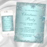Elegant Silver Teal Blue Snowflake Christmas Party Invitation<br><div class="desc">Elegant silver & teal blue snowflakes Christmas party invitation. This beautiful blue snowflake Christmas party invitation is easily customised for your party or event by simply choosing the "Customise it!" button to begin adding your photo, event details, font style, font size & colour, and wording. Please note - all of...</div>