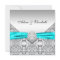 Elegant Silver Teal Blue Wedding Invitations