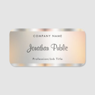 Elegant Silver Template Typography Customisable Name Tag