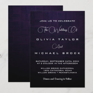 Elegant silver text on dark background wedding invitation