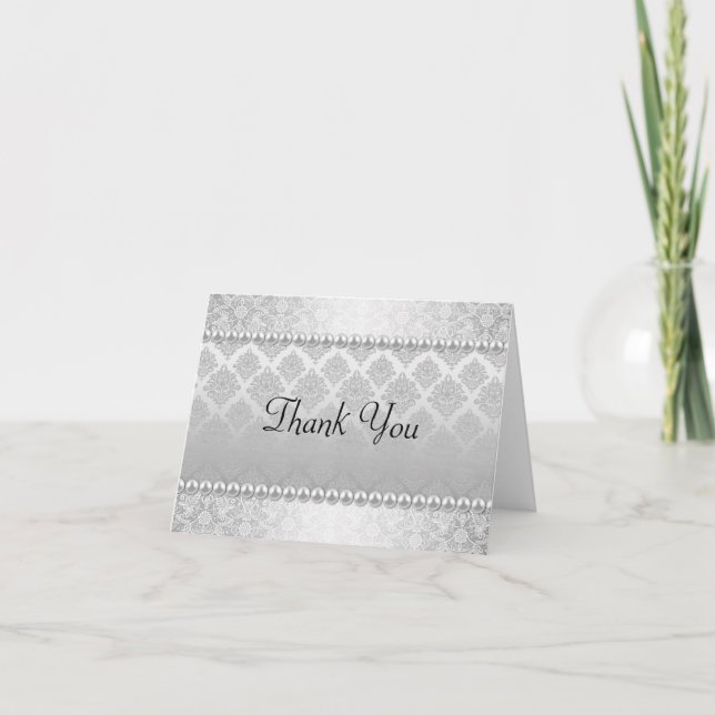 Elegant Silver Thank You Card (Front)