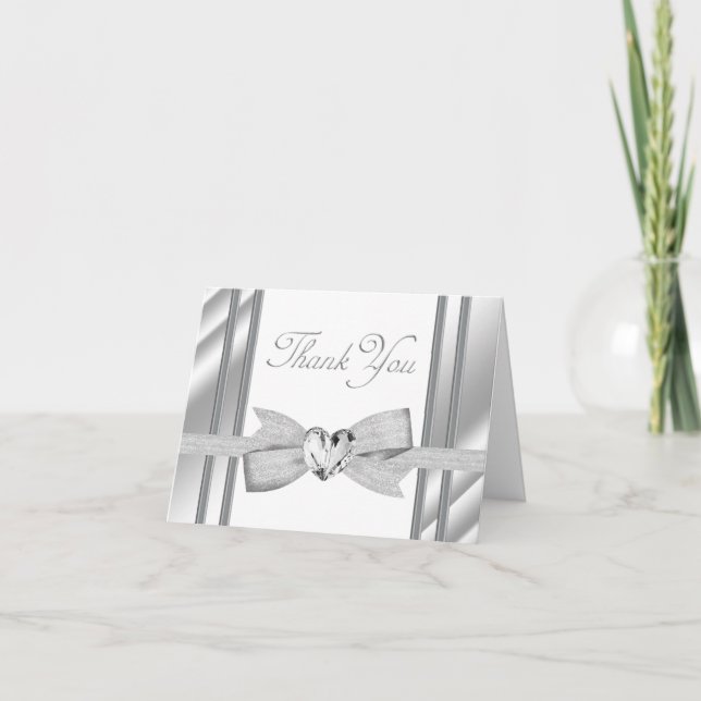 Elegant Silver Thank You Cards (Front)