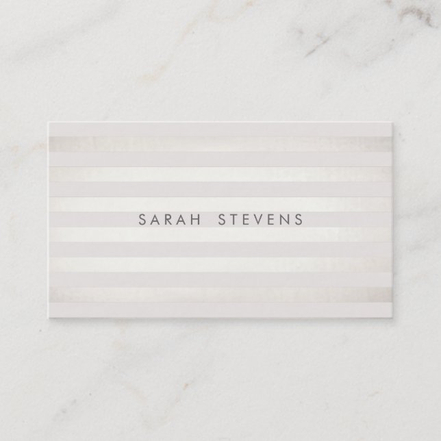 Elegant Silver Thin Off White Striped Salon Spa Business Card (Front)