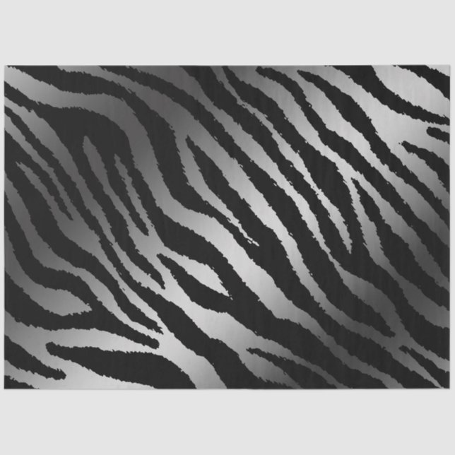 Elegant Silver Tiger Tissue Paper (Front)