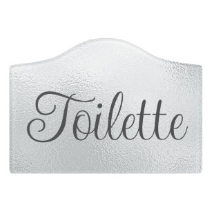 Elegant Silver Toilette Restroom Door Sign