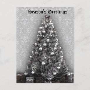 Elegant Silver Tree with Presents Christmas Yule Holiday Postcard
