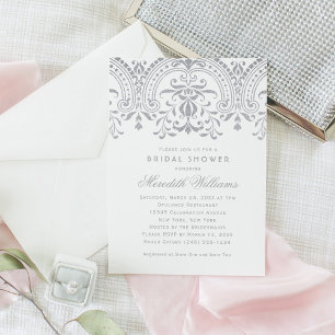 Elegant Silver Vintage Glamour Bridal Shower Invitation