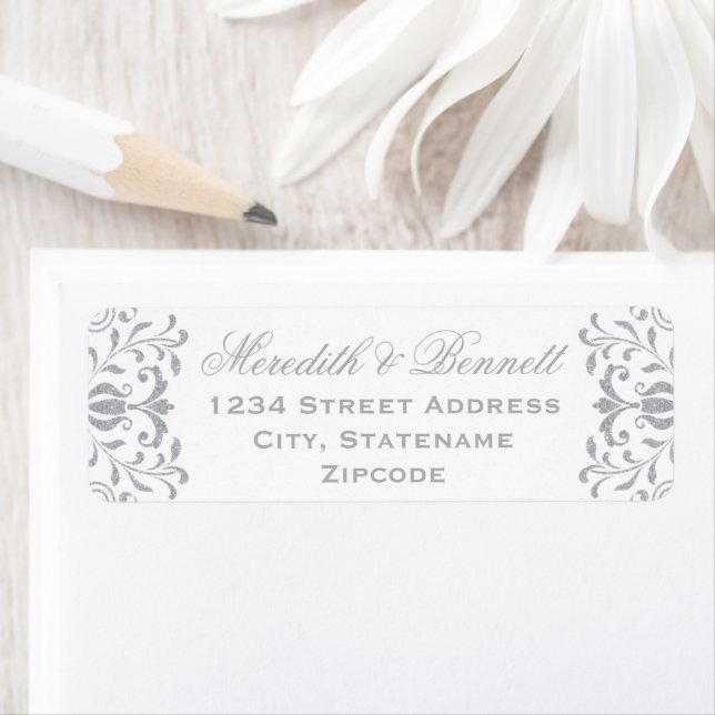 Elegant Silver Vintage Glamour Wedding Address (Insitu)
