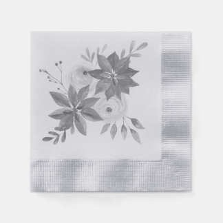Elegant Silver Watercolor Napkin