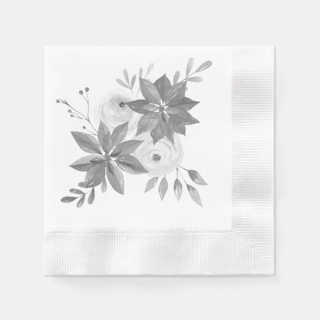 Elegant Silver Watercolor Napkin (Front)