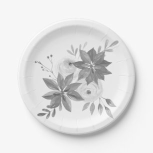 Elegant Silver Watercolor  Paper Plate