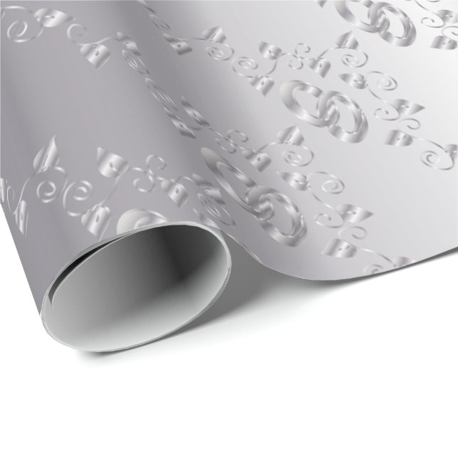 Elegant Silver Wedding Bands Wrapping Paper (Roll Corner)
