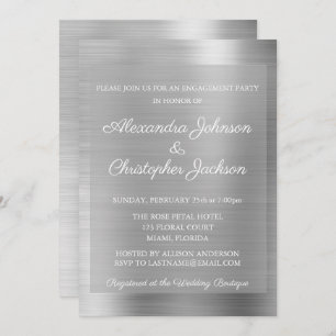 Elegant Silver Wedding Engagement Party Invitation