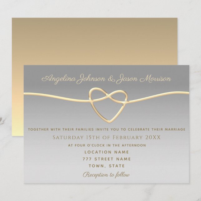 Elegant Silver Wedding Invitation (Front/Back)