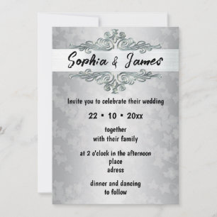 Elegant Silver Wedding Invitation - Custom Card