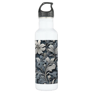 Elegant silver white grey floral 710 ml water bottle