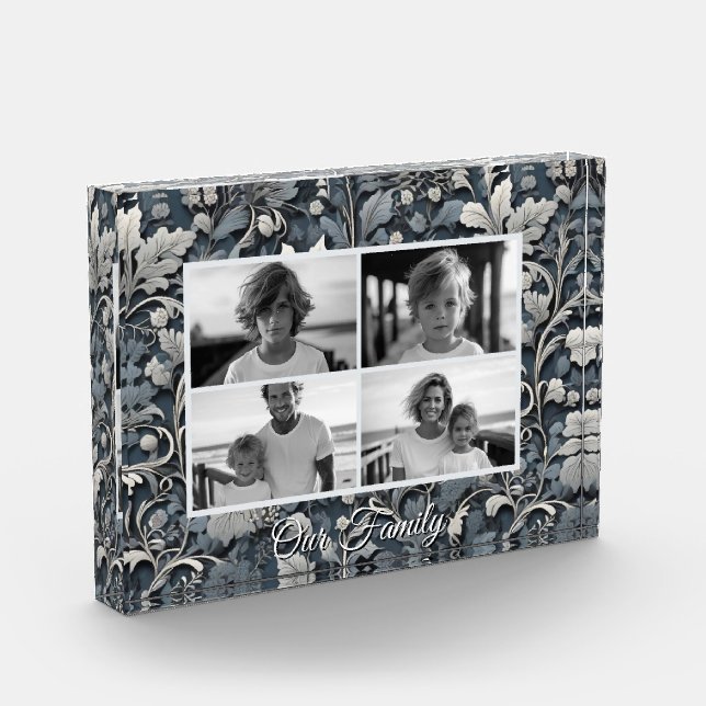 Elegant silver white grey floral photo template (Left)