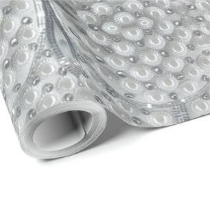 Elegant Silver White Grey Pearls Pattern Chic Wrapping Paper