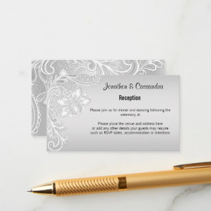ELEGANT SILVER WHITE LACE 2 ENCLOSURE CARD