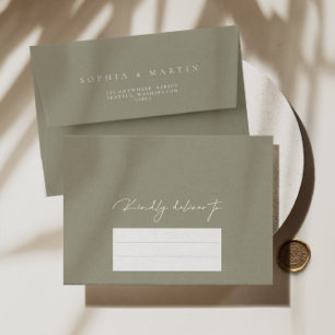 Elegant Silver & White Modern Calligraphy Wedding Envelope