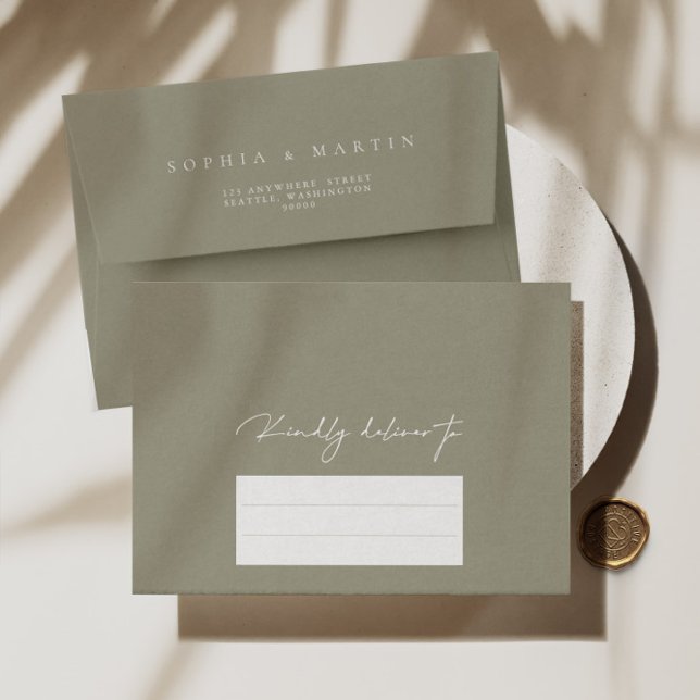 Elegant Silver & White Modern Calligraphy Wedding Envelope (Creator Uploaded)