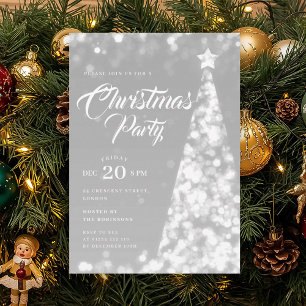 Elegant Silver Winter Christmas Tree Holiday Invitation