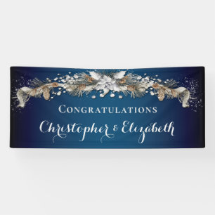 Elegant Silver Winter Floral Congratulations Banner