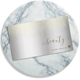 Elegant Silver with Golden Rain Beauty Promotion Business Card