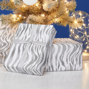 Elegant Silver Zebra Stripes Wrapping Paper