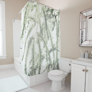 Elegant silvery green fern pattern shower curtain