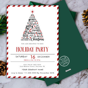 Elegant Simpl Logo Corporate Party Christmas Tree Holiday Card