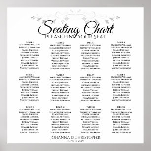 Elegant Simple 12 Table Wedding Seating Chart