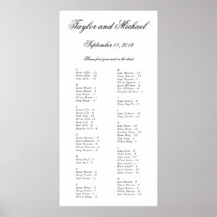 Elegant Simple Alphabetical Seating Chart A-M