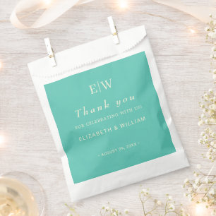 Elegant Simple Aquatic Awe with Monogram Wedding Favour Bags