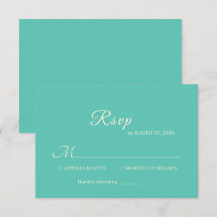 Elegant Simple Aquatic Awe with Monogram Wedding RSVP Card