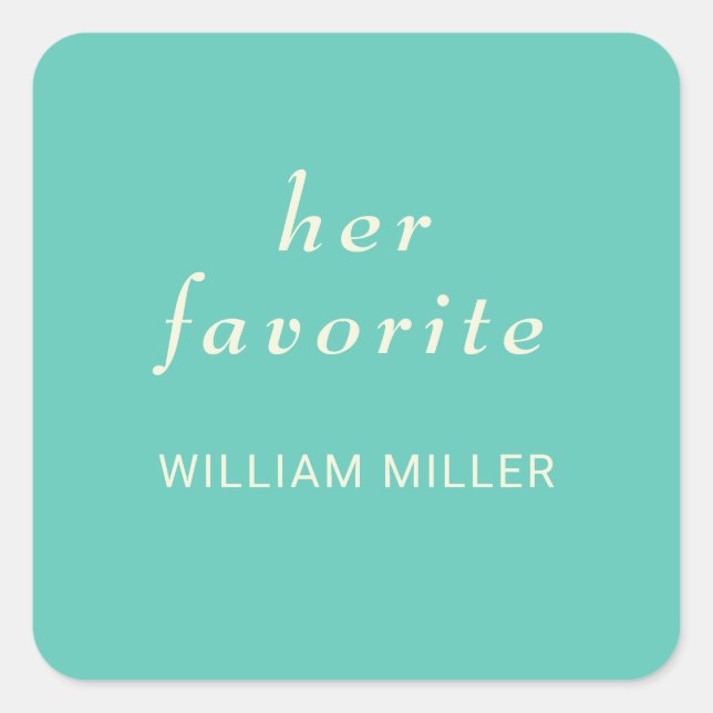 Elegant Simple Aquatic Awe with Monogram Wedding Square Sticker (Front)