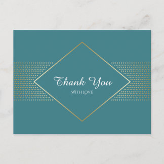 Elegant simple art deco wedding thank you postcard