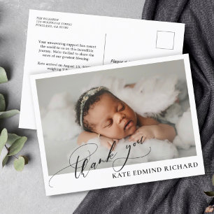 Elegant Simple Baby Photo Birth Announcement Postcard