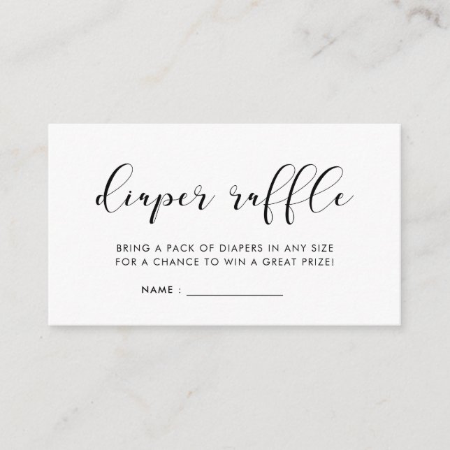 Elegant & simple baby shower diaper raffle insert (Front)